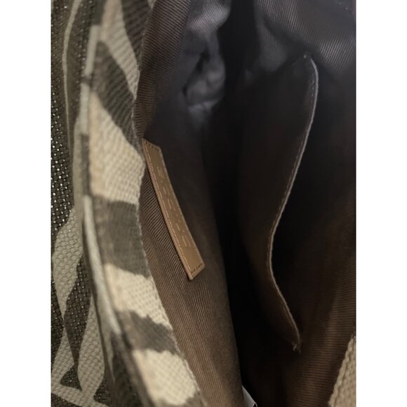 Chico’s Woven Zebra Pattern Crossbody Bag Adjustable Strap Tan & Dark Taupe - Picture 6 of 7
